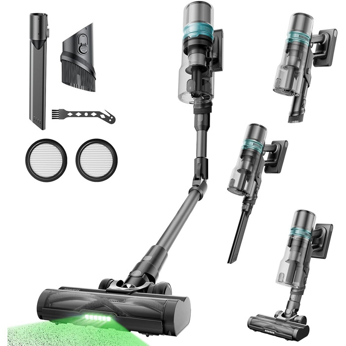 Бездротовий пилосос Proscenic P11 Ultra: потужний, легкий, з акумулятором 50 хвилин, сенсорний екран, антизаплутування, для дому, авто та видалення шерсті тварин (сірий)