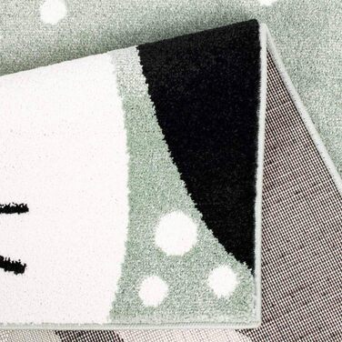 Килим міський Дитячий килимок Зайчик зелений 140 х 200 - Білий горошок - Килимки для дитячої кімнати тваринний мотив (160 х 225 см)