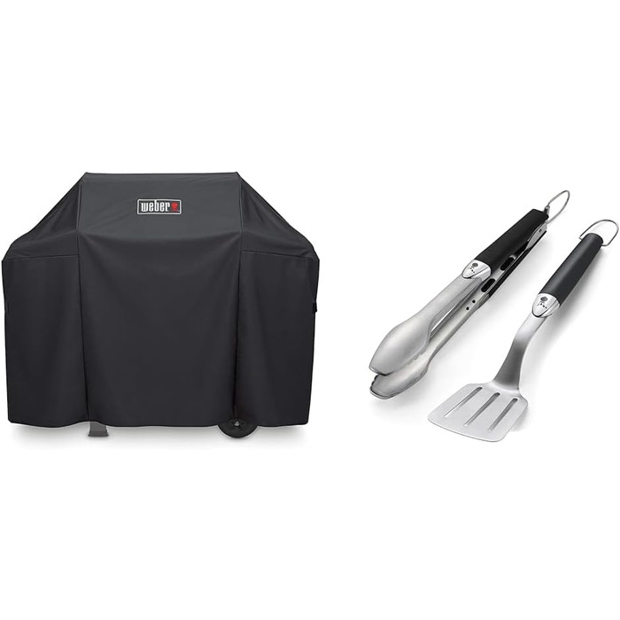 Набір для гриля Weber (щітка, щипці) + чохол Premium для грилів Spirit/Spirit II 300 та 200 серії, чорний