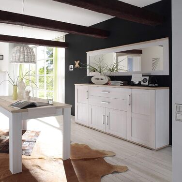 Тумба-консоль Stella Trading ROMANCE в стилі кантрі, матеріал: осика, колір: горіх/дуб Сан Ремо, 186 x 100 x 46 см. Велика тумба для вітальні з великим об'ємом зберігання.