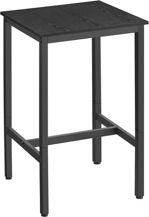Високий стіл, барний стіл, квадратний, сталевий каркас, 60 x 60 x 92 см, легка збірка, для кухні, вітальні, індустріальний стиль, сільський коричневий і чорний LBT25 шт. (чорне дерево чорне)