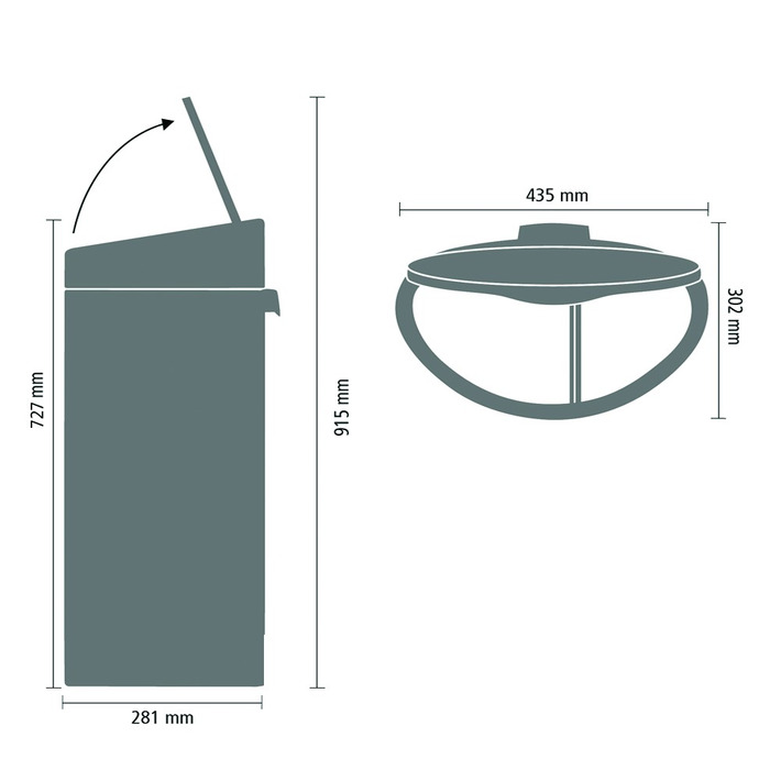 Бак для сміття Brabantia Touch Bin New двухсекційний 33 л (23+10) (112867), Сріблястий, 33