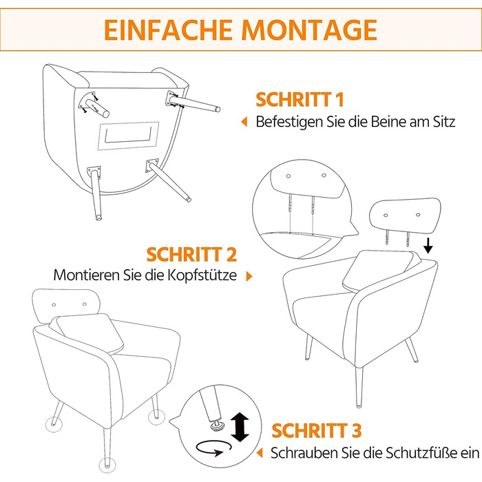 Крісло Yaheetech з тканини букле, м'яке, з регульованою підголівником, для вітальні/офісу, біле