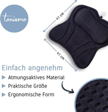 Подушка для ванни | Преміум подушка для ванни з підголовником та підтримкою шиї | Подушка для ванни та підголовник | Ергономічна подушка для ванни з присосками | Синій, Нічний блакитний