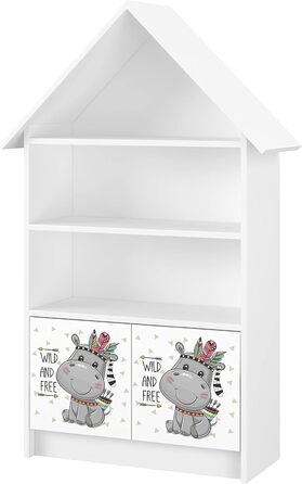 Дитяча книжкова шафа Стояча полиця Полиця у формі будиночка Дитяча полиця для зберігання для дітей Дитяча полиця Органайзер для іграшок Полиця для іграшок (біла) (Хіпі)