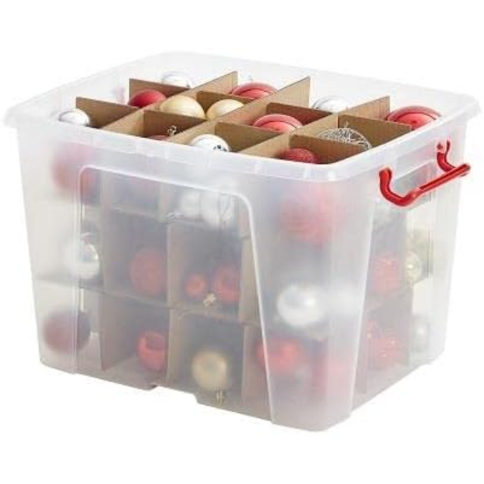 Ящик для зберігання Strata Bauble Box з 36 перегородками, 40 літрів, 50 x 39,5 x 32 см, прозорий