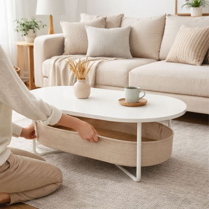 Столик журнальний Relaxdays овальної форми з місцем для зберігання