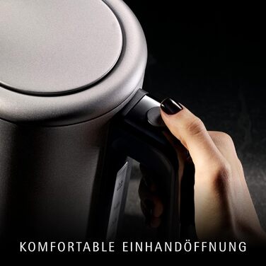 Електричний чайник WMF Lono Silk 1.6 л з нержавіючої сталі, з фільтром від накипу, бездротовий, з поворотним підставою, антижирове покриття, відкривання однією рукою, зовнішній індикатор рівня води