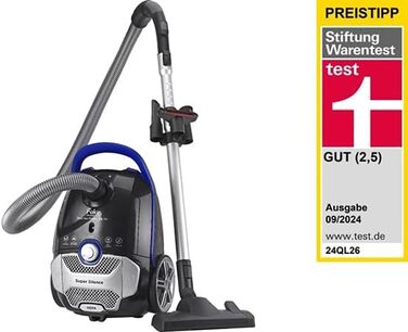 Пилсос Fakir Blue Vac Power TS 721 з мішком, 800 Вт, з кабелем, HEPA фільтр H14, тихий двигун 69dB(A), мішок 3л, радіус дії 12м, чорний/блакитний