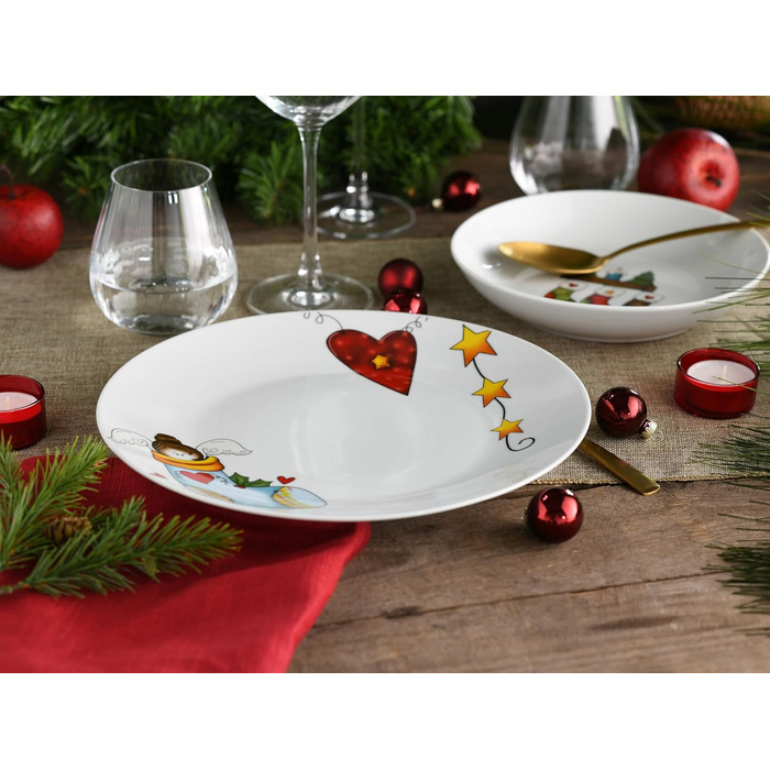 CreaTable Набір посуду Luna, 18 предметів для 6 осіб. Комплект для сніданку з порцеляни, придатний для миття в посудомийній машині та використання в мікрохвильовій печі.