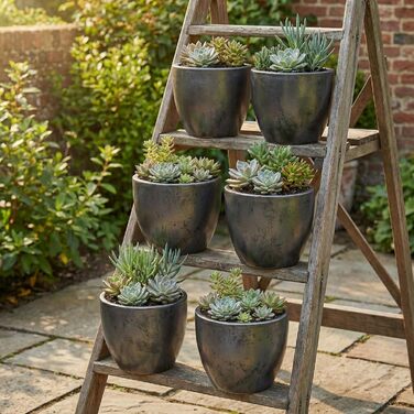 Керамічний горщик Teramico Premium – ручної роботи, морозостійкий, для квітів, 60х50 см (Антрацит)