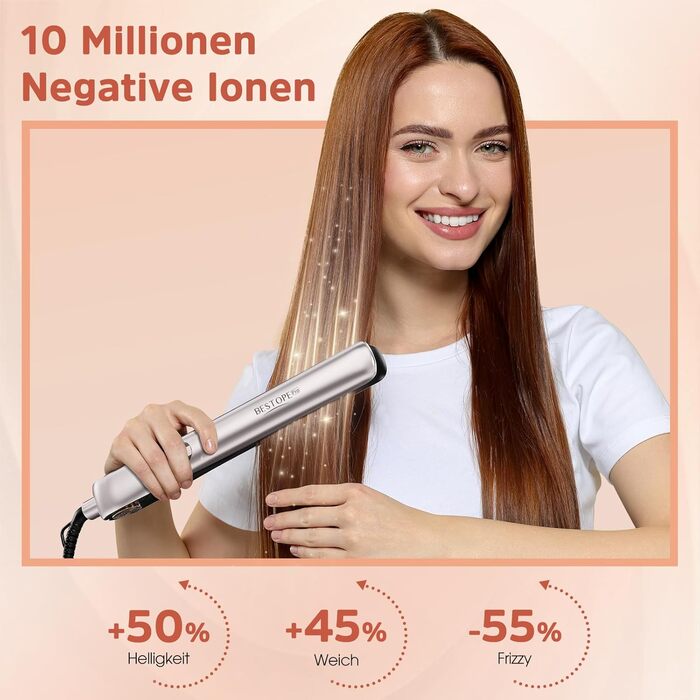 BESTOPE PRO 2-в-1: випрямляч та плойка для волосся. Швидкий нагрів 15s, іонізація, керамічне покриття, зменшення пуху, LCD-дисплей, 120-230°C, сріблясто-сірий колір