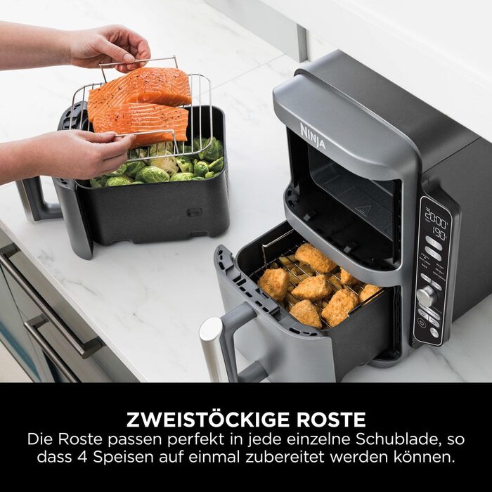 Фритюрниця Ninja Foodi FlexDrawer AF500EUCP: 7-в-1, Dual Zone, Airfryer з подвійними зонами, чорний & мідний колір
