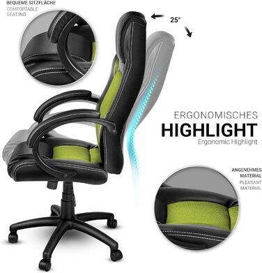 Офісне крісло TRESKO Racing Executive Chair, 14 кольорів, м'які підлокітники, кулісний механізм, протестовано SGS