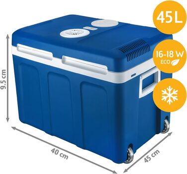 Термобокс електричний First Austria 45L 12V/230V для авто та мережі, чорний. Міні-холодильник з колесами для кемпінгу, подорожей, фестивалів. Охолоджує та гріє.