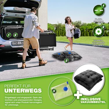 Розкладний шезлонг Tillvex® для саду та відпочинку | Макс. 200 кг, регульований, з товстим матрацом та подушкою для шиї | Чорний