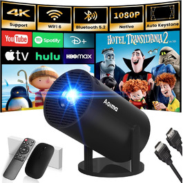 Портативний проєктор Mini Beamer: 1080P, 4K, Android, iOS, WiFi, Bluetooth, 180°