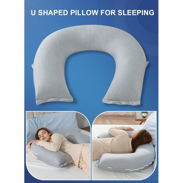 Підкова для читання INSEN: спинка для сидіння в ліжку, для читання, відпочинку, мам та дітей. Охолоджуюча підкова сірого кольору з охолоджуючими смугами