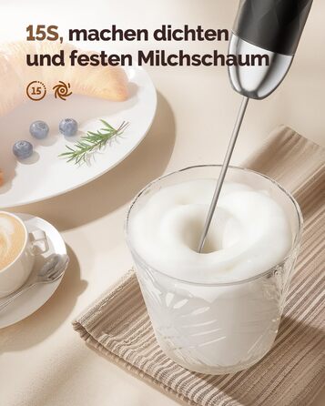 Електричний пінний вершковий вінчик Maestri House LunaFro 2.0, бездротовий, з регулюванням швидкості, чорний