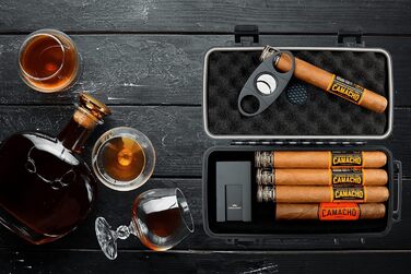 Вишуканий вологостійкий кейс для сигар Kobi & Knight з різаком та підставкою – аксесуар для сигар, подарунковий набір для 12.7 x 20.3 см сигар