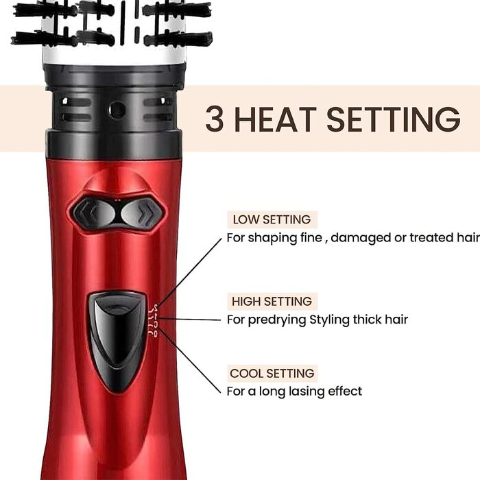 Стайлер з гарячим повітрям 3 в 1 і обертовий фен, щітка для фена, професійна щітка для стайлера з негативними іонами, щітки гарячого повітря з 2 змінними щітками, для салону Home