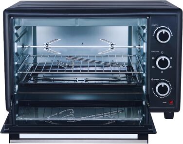 Міні-піч OptimumX 20L з конвекцією, таймером на 60 хв, для піци, 1380 Вт, чорна (об'єм 60 літрів)