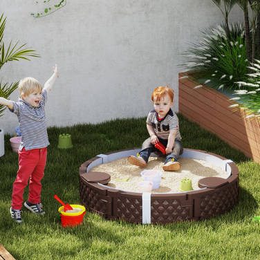 AIYAPLAY Sandbox, пісочниця на 3 місця, водонепроникна підкладка, стійкий до атмосферних впливів захисний брезент, для дітей 1,5-5 років Dark Brown