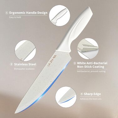 Набір ножів кухонних 15 предметів з точилкою, кухонні ножі для нарізки, подрібнення, рубання, безпечні, зелений