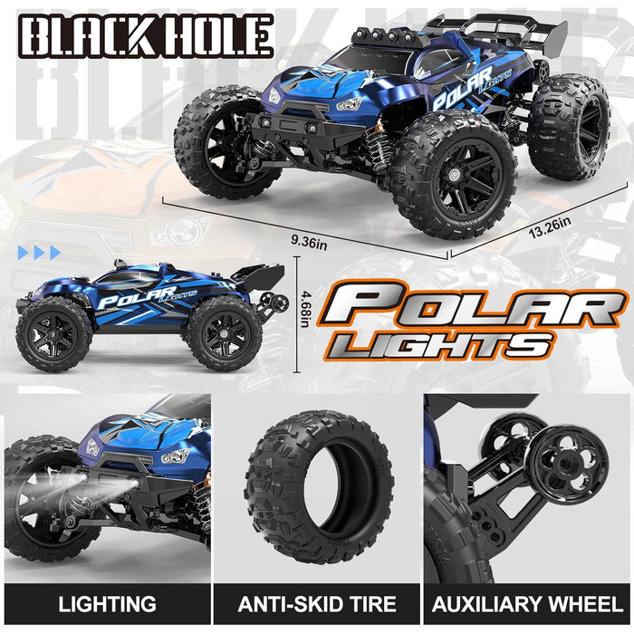 Радіокерований позашляховик 1:14 4WD RC авто для дорослих та дітей, швидкість 40+ км/год, 2 акумулятори 1300mAh, комплект коліс