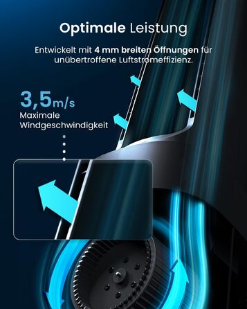 Вентилятор Pro Breeze OmniAir з очищувачем повітря 105 см, 10 швидкостей, HEPA 13, LED дисплей, пульт ДУ, 5 режимів, тиха робота, чорний