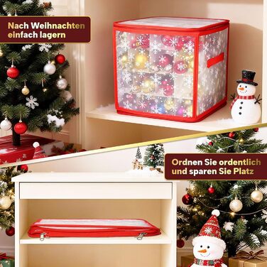 Коробка для зберігання новорічних кулі (64 відділення, 4 яруси, з регульованими перегородками, червона)