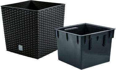 Квадратний горщик для квітів Prosperplast Rato, антрацит, 64 л, 39x39x40,5 см