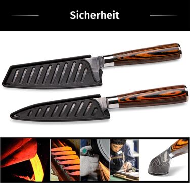 Набір кухонних ножів Дамаск Wolfblood (2 шт.) 24 см, з сертифікацією TÜV, сталь Дамаск 67 шарів, з дерев'яною ручкою, подарункова коробка, захист леза