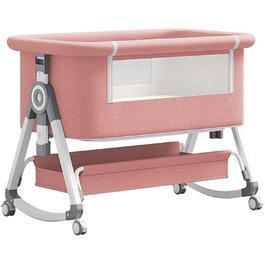 Дитяче ліжко-манеж GLOKID 3 в 1 з регулюванням висоти та нахилу матраца (Рожеве)