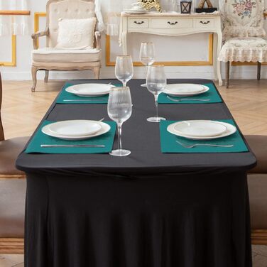 Набір тканинних серветок Rinpon, 8 шт., льон, для столу, машинного прання, стійкі до високих температур, не мнуться, товстий поліестер, блакитно-зелений