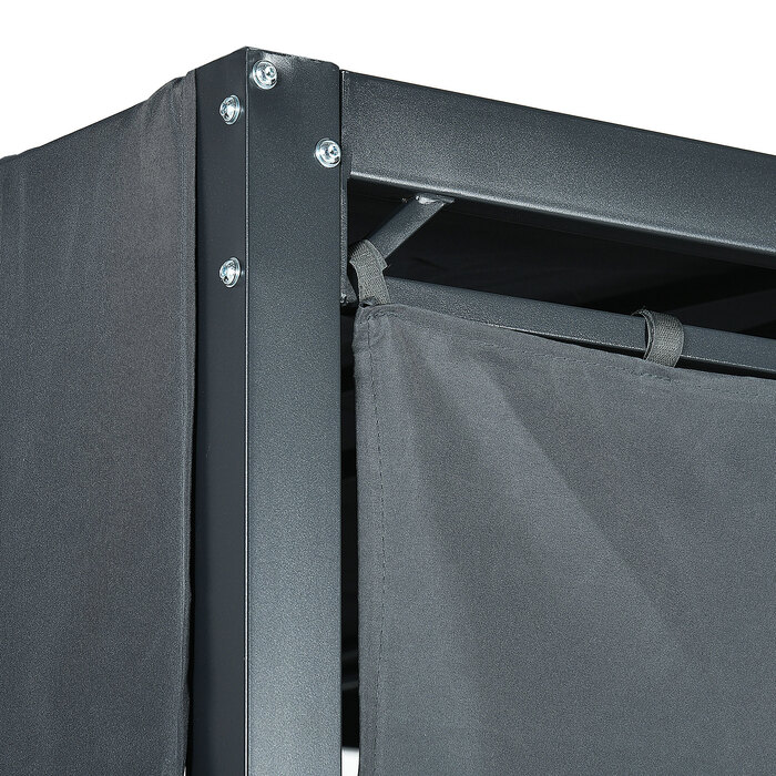 Садовий гамак-крісло з ротангу PE з балдахіном, включаючи подушки, стійкий до погодних умов, розмір 235 см x 180 см x 210 см, сірий