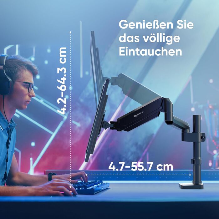 Кріплення для монітора ONKRON G90-B (G75-B) - регульований тримач для монітора 13-34 дюймів, до 10 кг, VESA 75x75-100x100, чорний
