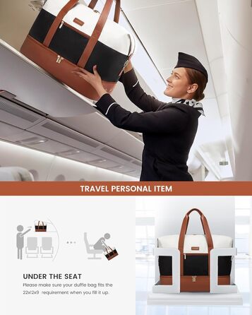 Сумка-валіза LOVEVOOK для жінок, спортивна сумка-мішок, дорожня сумка на вихідні, ручна поклажа для літака, сумка для пологового будинку, дорожня сумка для одягу з відділенням для взуття, бежево-коричнево-чорна, 50x38x25 см