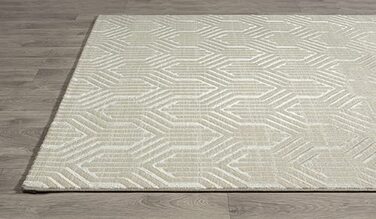 Сучасний килим для вітальні, елегантний блискучий килим з коротким ворсом для вітальні сірого кольору з золотим візерунком з срібного пір'я, килим (160 х 230 см, кремовий візерунок)