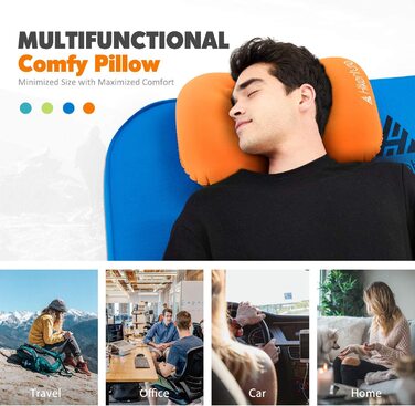 Подушка для кемпінгу для кемпінгу Легка подушка для подорожей-надувна подушка - подушка для шиї-Подушка для кемпінгу для кемпінгу, подорожей, активного відпочинку (новий Помаранчевий)