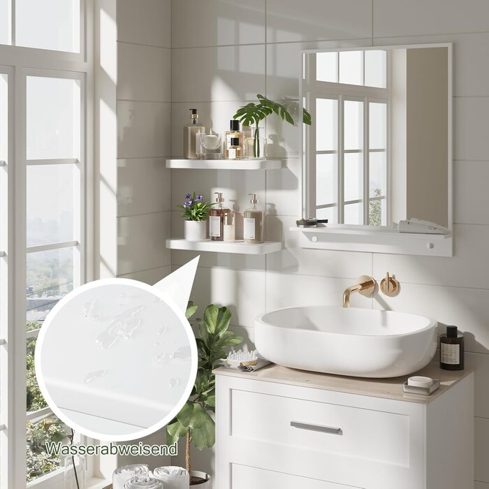 Набір полиць Wandregal 2 шт. з дерева – настінні полиці з прихованим кріпленням, білі, для вітальні, спальні, кухні, для книг та декору