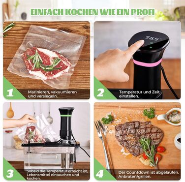 Sous Vide приготування: Циркуляційний термостат з LCD дисплеєм, таймером, 1000W, для посуду до 20L, 25-92,5°C, Slow Cooker, преміум-якість