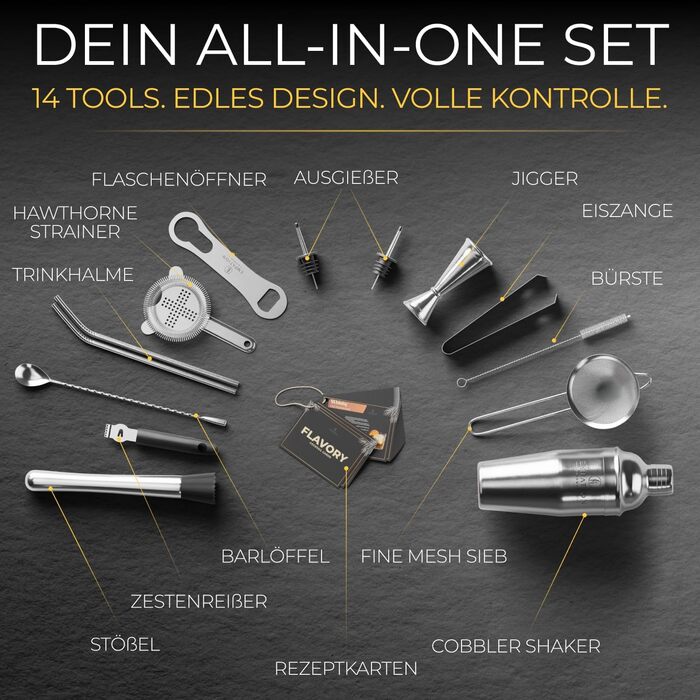 Набір для коктейлів Cobbler 700мл з нержавіючої сталі, без розливання, професійний шейкер для коктейлів з підставкою та книгою рецептів, набір для барменів (Classic Set, сріблястий)