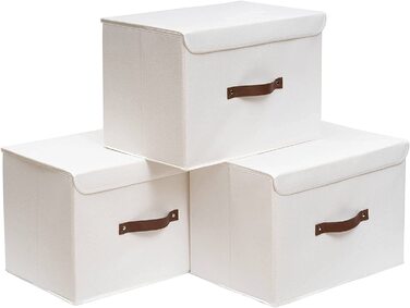 Ящики для зберігання з 3 предметів з кришками, 45 x 30 x 30 см, складні тканинні ящики, кошики для зберігання, органайзери для ігор і багато іншого.