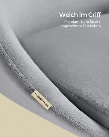 Крісло SONGMICS для офісу та дому, крісло для макіяжу з велюру, регульоване по висоті, сіре, OBG020G04