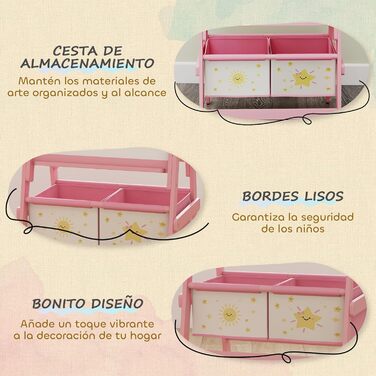 Дитяча мольберт-дошка AIYAPLAY 3-в-1 рожевий, 54x46x94 см, з паперовим рулоном та кошиками для зберігання, від 3 років