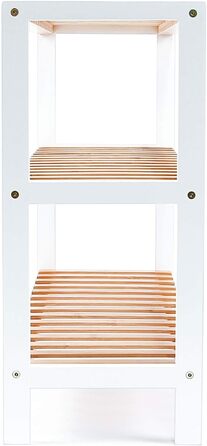 Підставка для взуття Edaygo з сидінням, 3 рівні, на 12 пар взуття, 55x70x25 см, бамбук/дерево, біла