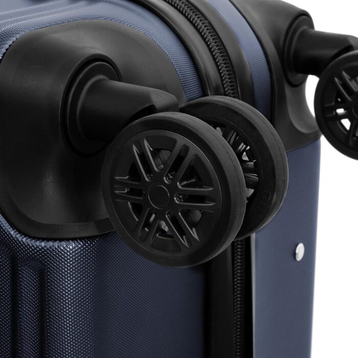 Набір валіз REDOLZ 3 шт. | Легкі валізи-тролі з ABS-пластику | Для жінок та чоловіків | 4 колеса, TSA-замок (Essentials 16) (Dark Blue, L 77 см)
