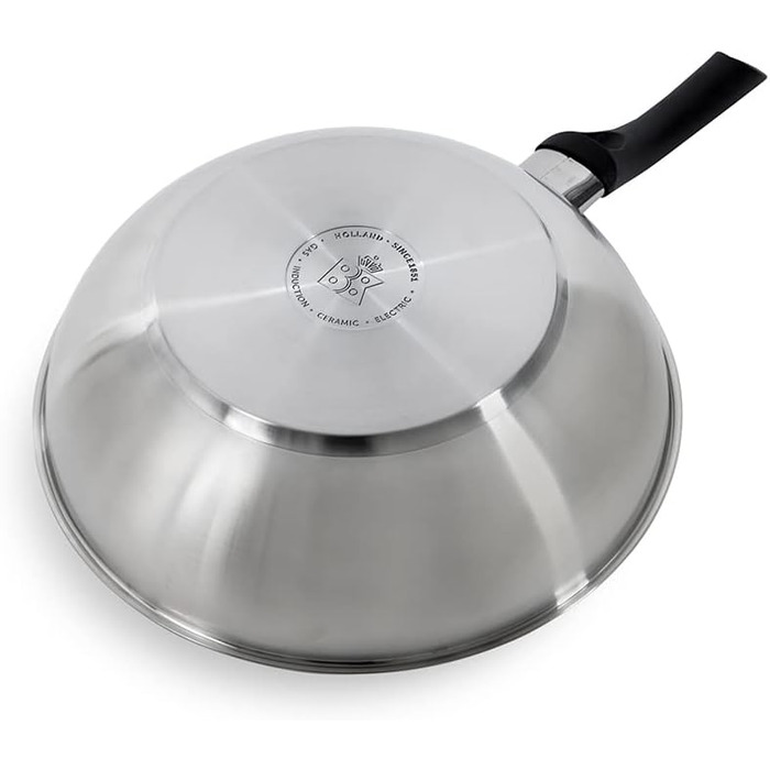 Посуд Bold з нержавіючої сталі 24 см з кришкою, підходить для індукції, атласна поверхня, ручка Stay Cool, можна мити в посудомийній машині, сріблястий 24 см (сковорода вок, вок 28 см)