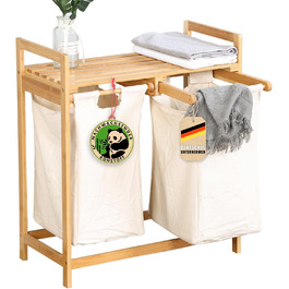 Кошик для білизни з бамбука Floordirekt Dakota з 2 відділеннями, 64л, коричневий